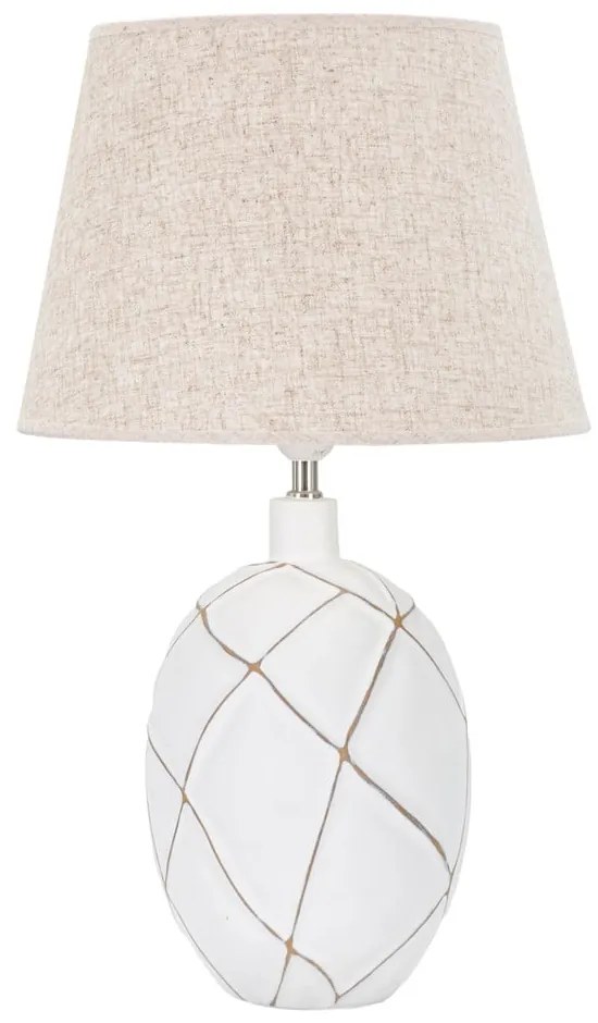 Biało-kremowa lampa stołowa z tekstylnym kloszem (wys. 60 cm) Lines – Mauro Ferretti