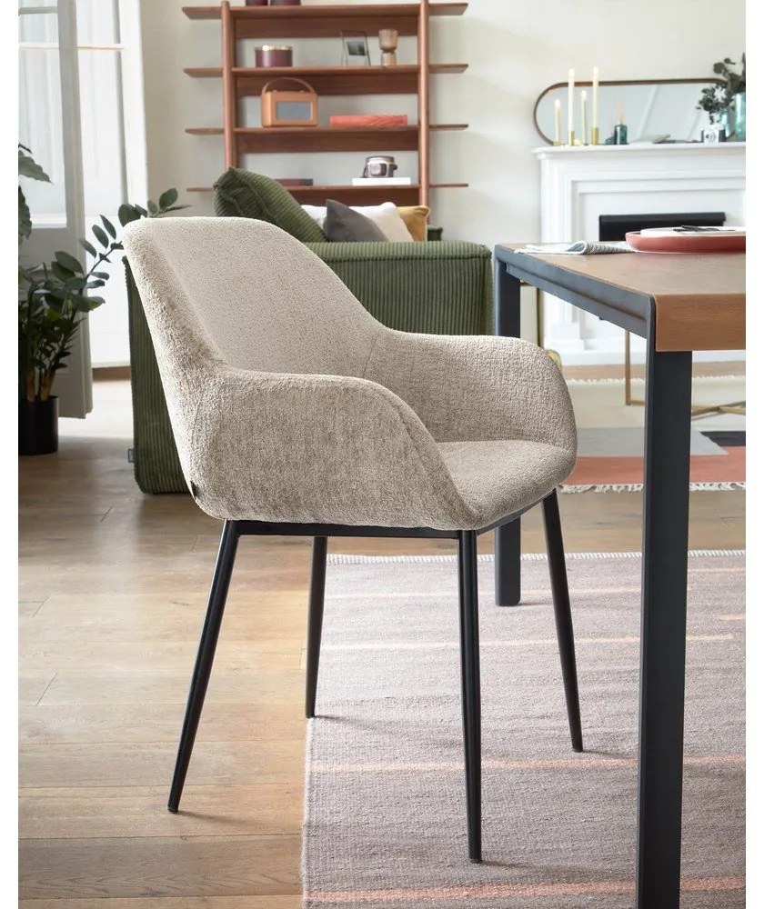 Beżowy tapicerowany fotel jadalniany Konna – Kave Home
