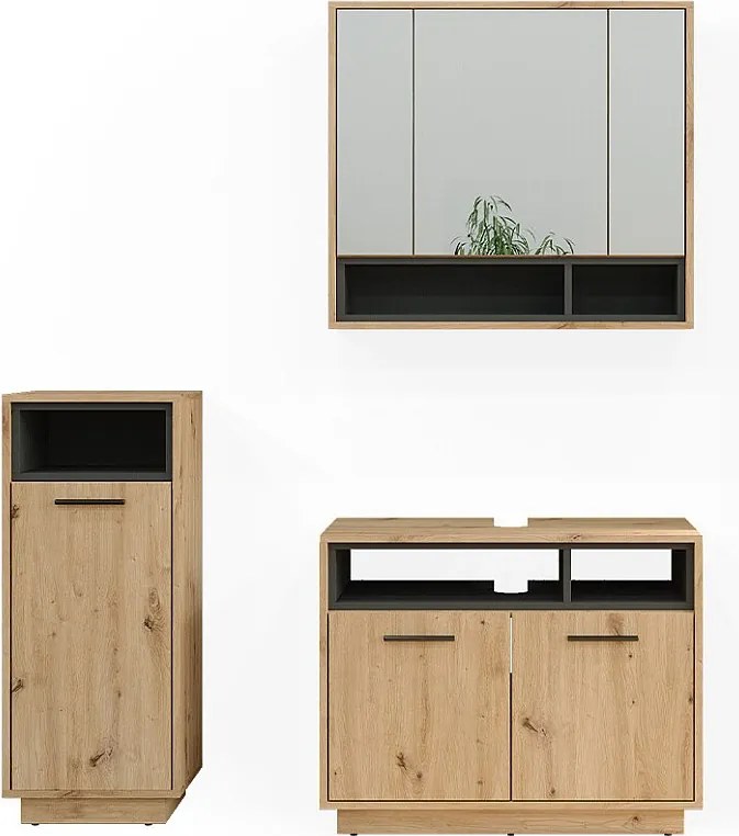 Zestaw mebli łazienkowych dąb rzemieślniczy 80x40x64 beatrice