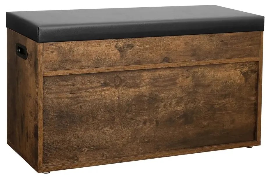 Vasagle Szafka na buty z miejscem do przechowywania LUJZA, 80x30x44cm, ciemny brąz/czarna