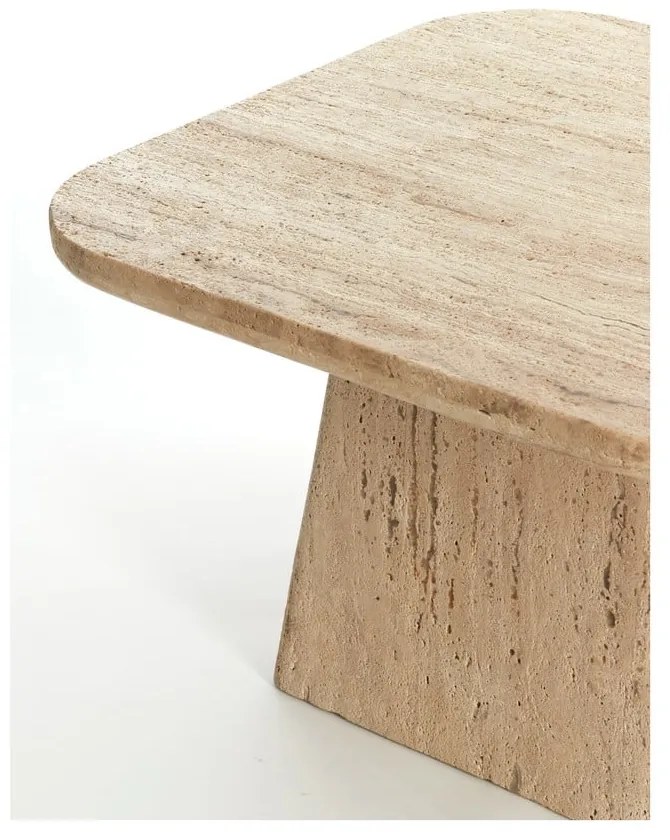 Beżowy stolik z kamiennym blatem 60x60 cm Kepami – Light &amp; Living