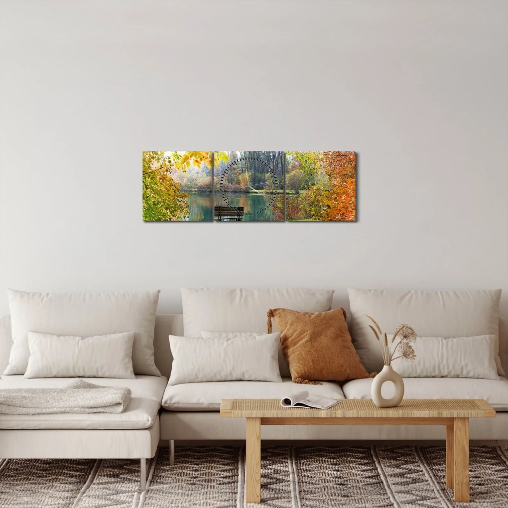 Obraz stawu (z zegarem) (90x30 cm)