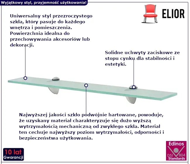 Elegancka półka szklana 60x20 - Imker