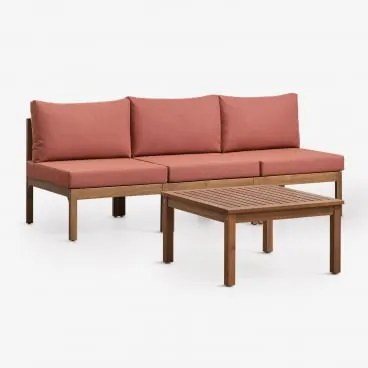 Zestaw Ogrodowy Z 3-częściową Modułową Sofą I Stolikiem Kawowym Z Drewna Akacjowego Branson Terakota – Brąz Akacjowy - Sklum