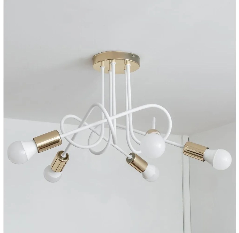 Przysufitowy żyrandol OXFORD 5xE27/15W/230V złoty/biały
