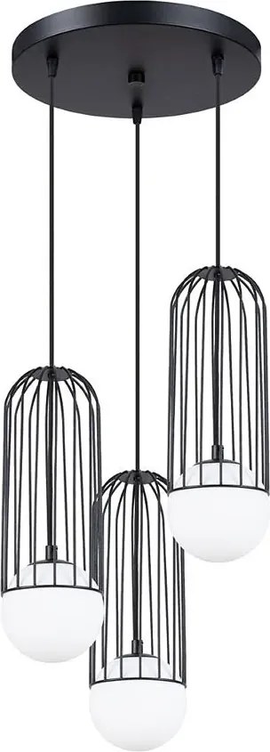 Czarna industrialna lampa wisząca druciana - 4X A608 E7-H86