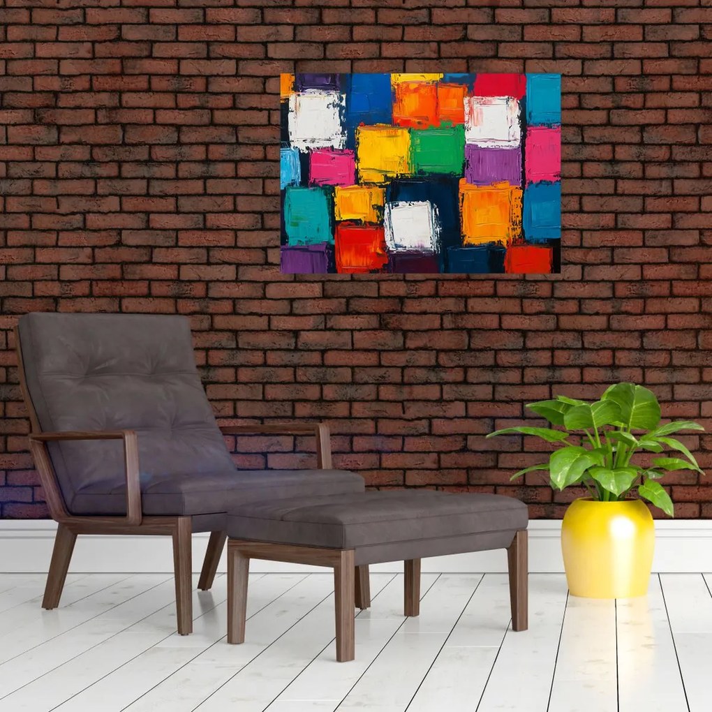 Obraz - Obraz z kolorowymi kwadratami (70x50 cm)