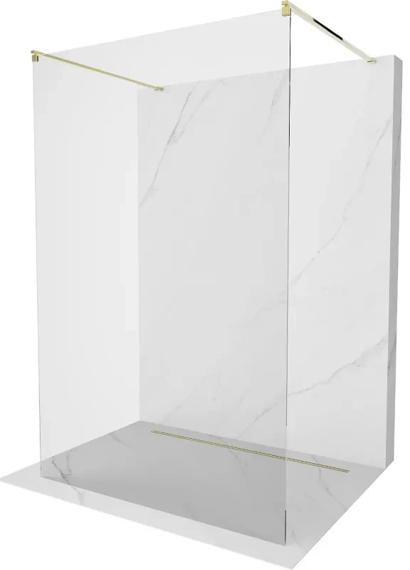 Mexen Kioto ścianka prysznicowa wolnostojąca 160 x 200 cm, transparent 8 mm, złota - 800-160-002-50-00