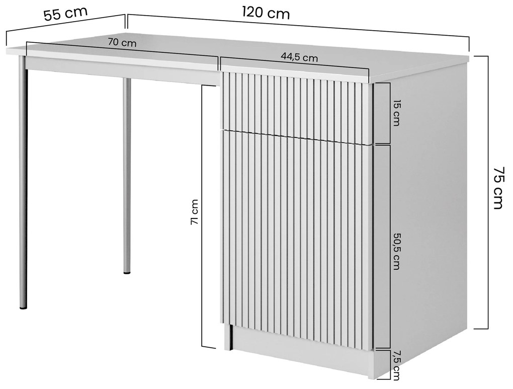Biurko Nicole 120 cm jednodrzwiowe z szufladą - kaszmir / złote nóżki