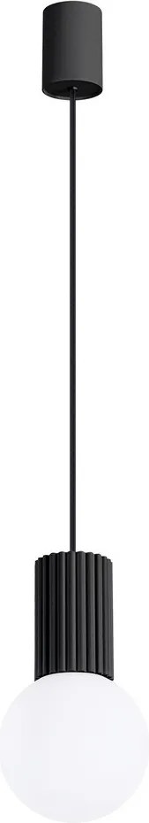 Czarna lampa wisząca ze szklanym kloszem ø 12 cm Orbital – Sollux