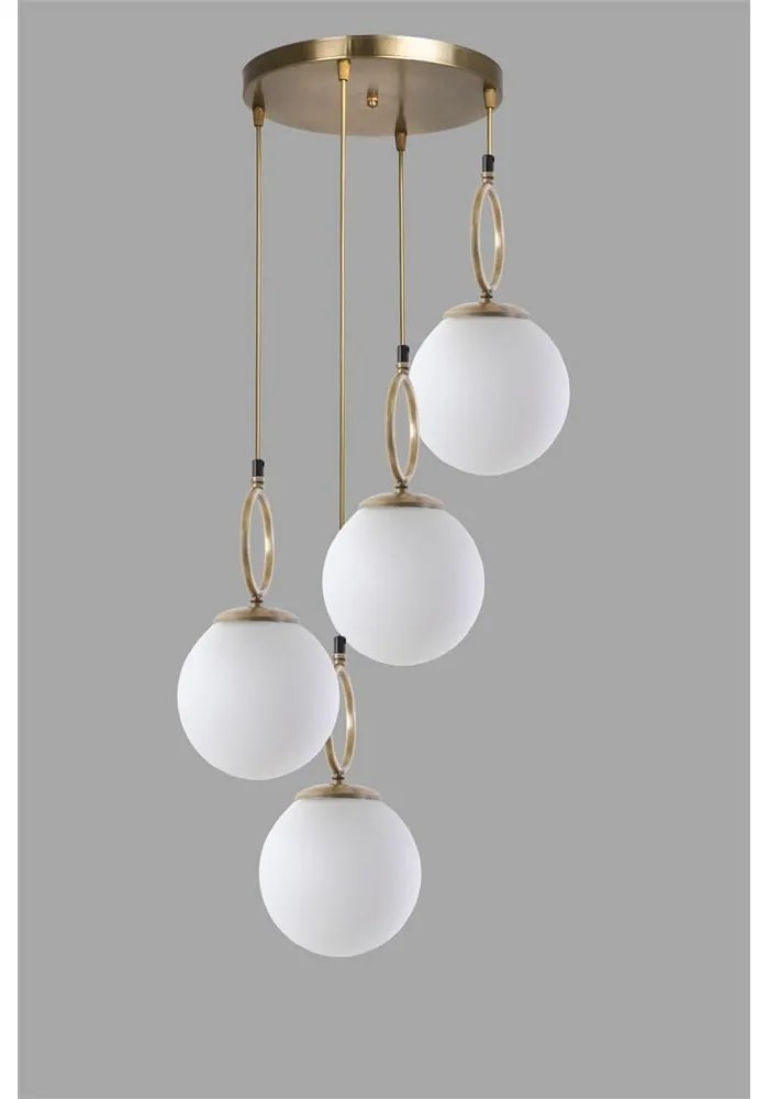 Biała/w kolorze mosiądzu lampa wisząca ze szklanym kloszem ø 30 cm Morino – Opviq lights