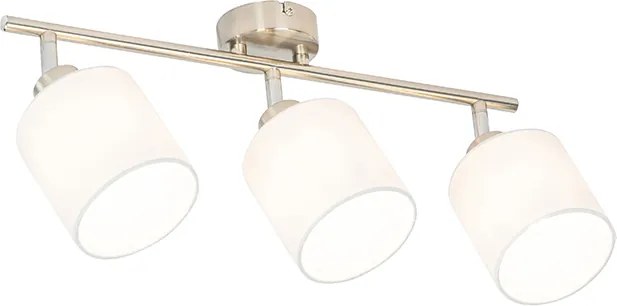 Stalowy plafon z reflektorami biały klosz 3-światła regulowany - Hetta