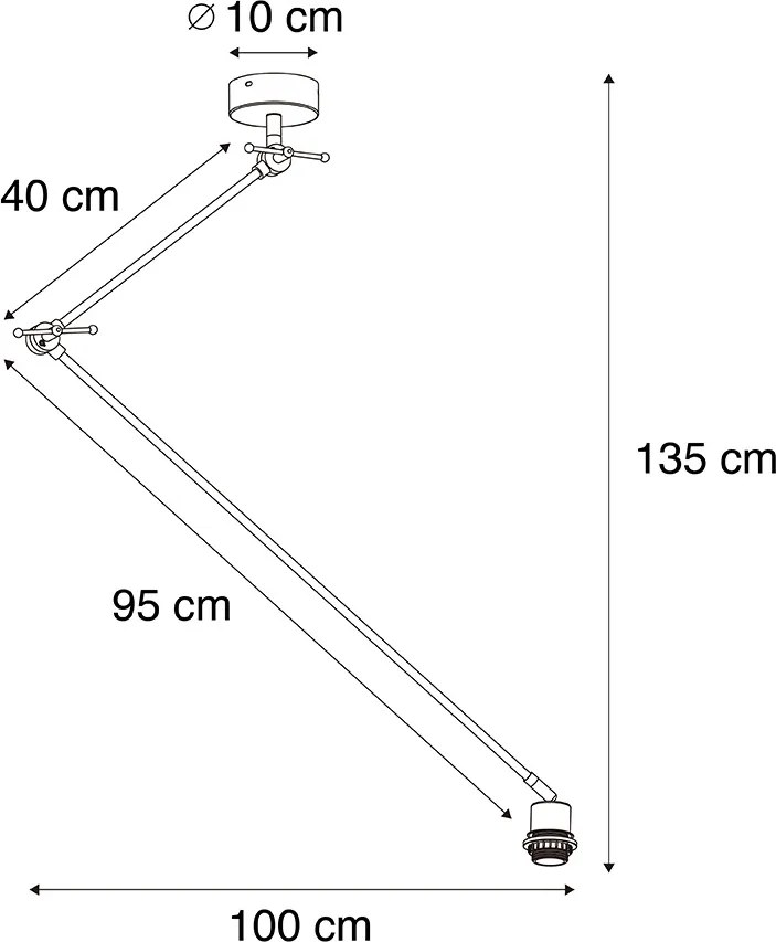 Stalowa lampa wisząca bez klosza regulowana - Blitz