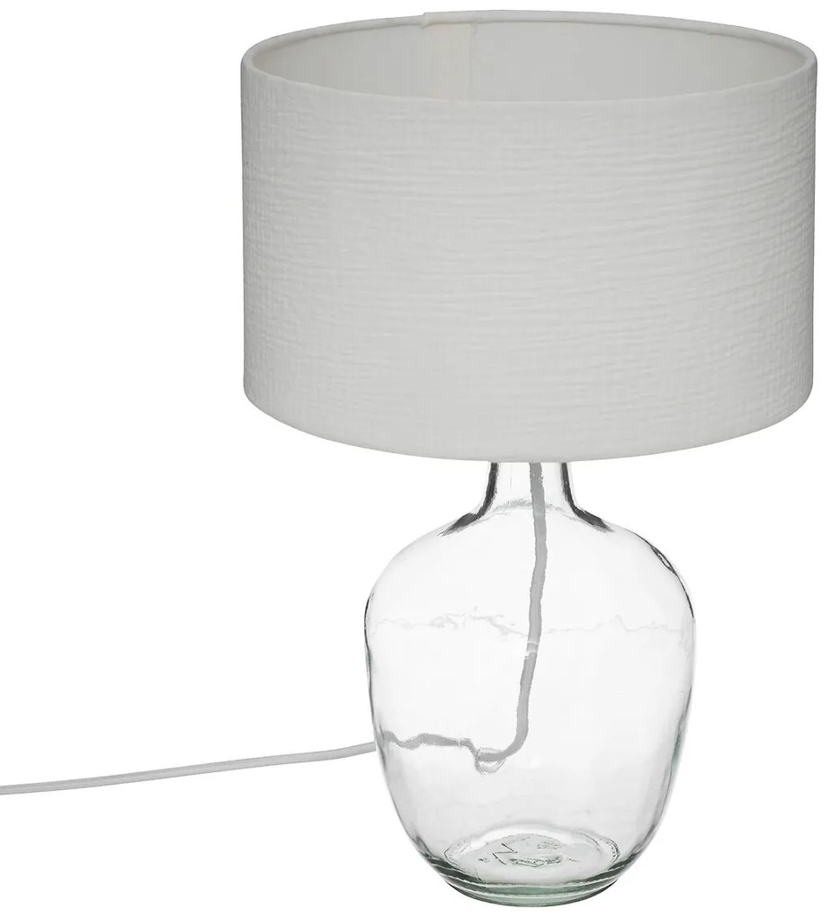 Lampa stołowa z podstawą z przezroczystego szkła, 43,5 cm