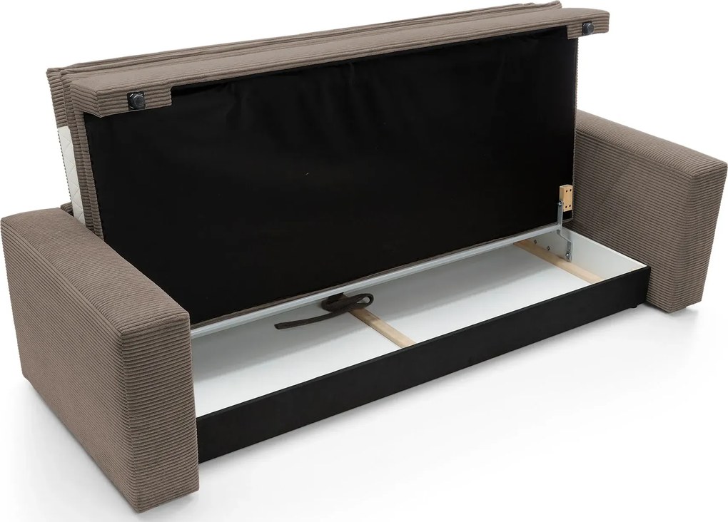 Orzechowa kanapa rozkładana sztruksowa Z4-R71