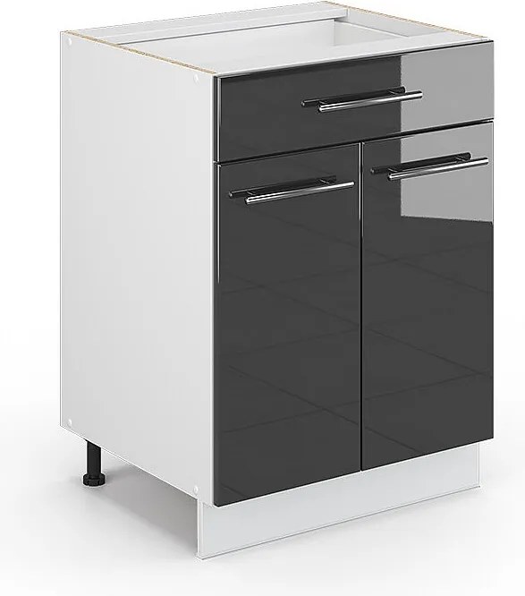 Szafka dolna do kuchni antracyt wysoki połysk 60x51.6x82 fame-line