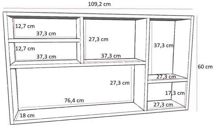 Nowoczesna Półka Z 6 Przegródkami Wenge N0-R81