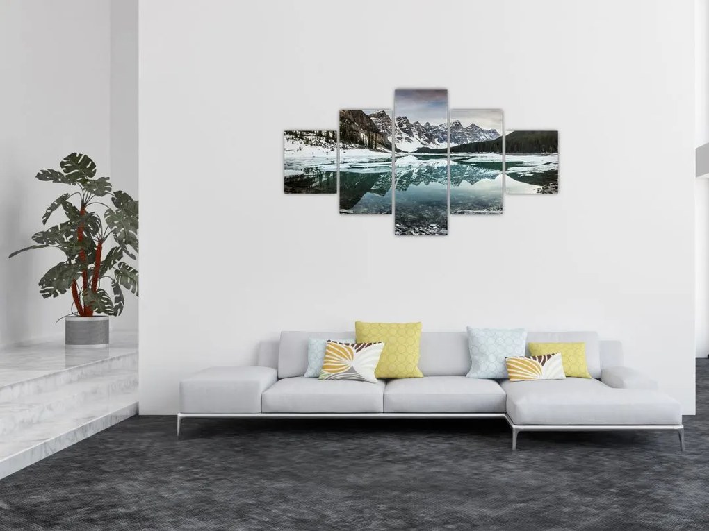Obraz - jezioro zimą (125x70 cm)