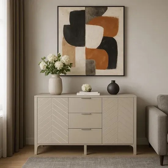 Elegancka komoda w jodełkę w kolorze kaszmir- Sageri 3X