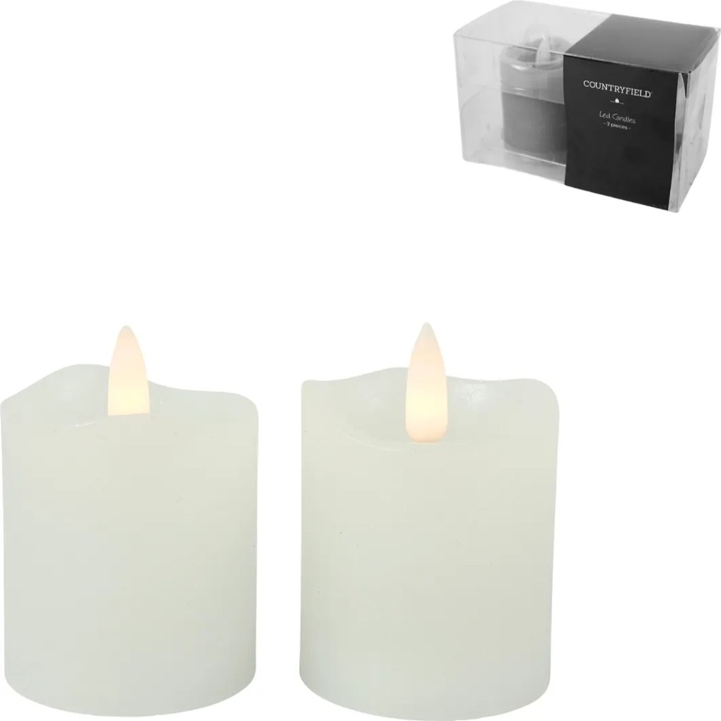 LED świeca słupkowa LYON 8 cm biała, zestaw 2 szt.
