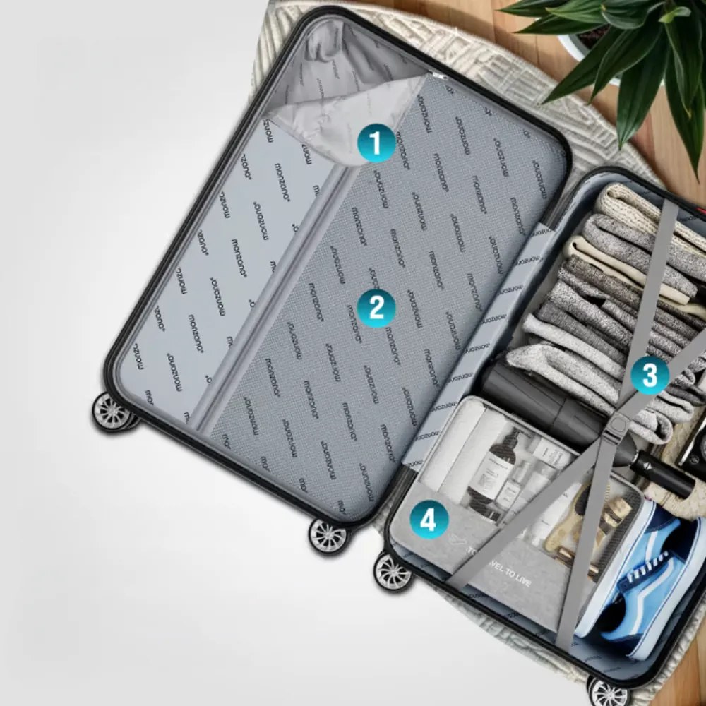 Zestaw walizek skorupowych AERO, 4-częściowy, ABS, czarny Monzana