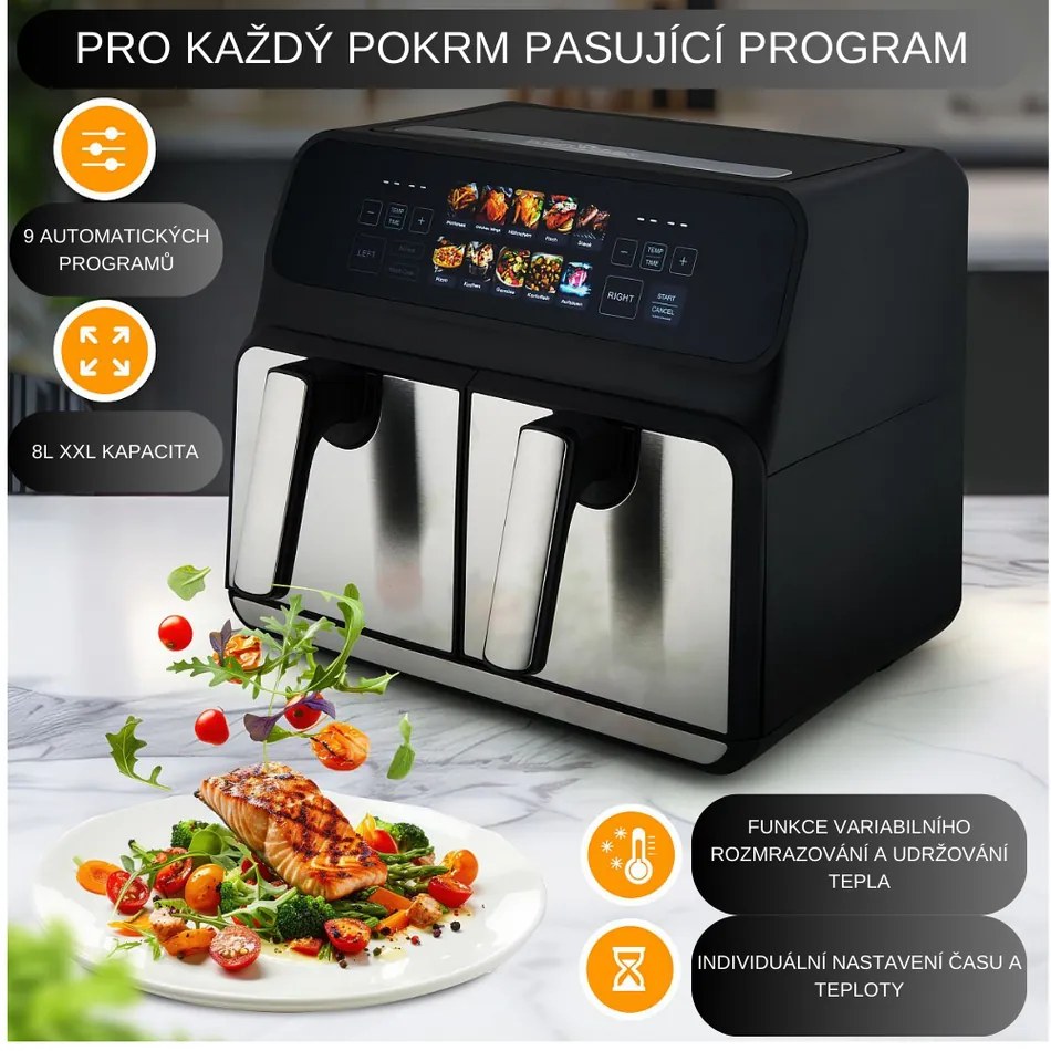 ProfiCook FR 1287 H podwójna frytkownicakonwekcyjna, 8 l