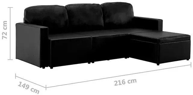 Rozkładana sofa modułowa czarna - Odi 4Q