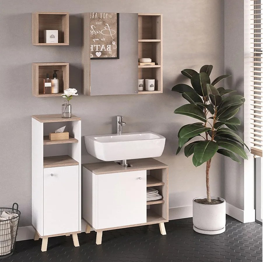 Zestaw mebli łazienkowych biały 62x32x54 senyo