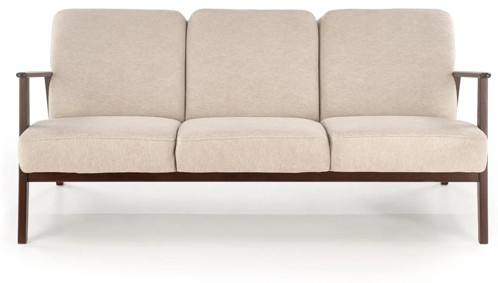 Sofa MILANO 3S beżowa/orzech trzyosobowa HALMAR