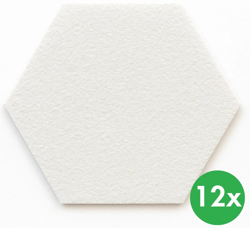 Panel akustyczny, samoprzylepny, sześciokąt, 30x26 cm, 12 szt., biały