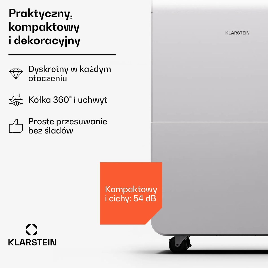 Klarstein DryFy Grand Smart 70, osuszacz powietrza, Wi-Fi, kompresja, 70 l/24 h, 90-140 m²