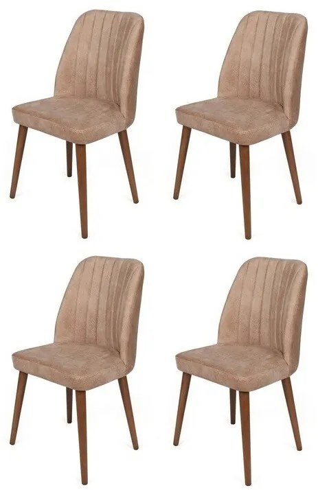 Zestaw krzeseł do jadalni Alfa Beige and Walnut, 4 szt.