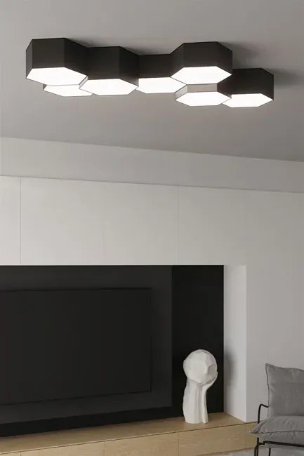 Czarny geometryczny plafon 11,5 cm - S747-Almos