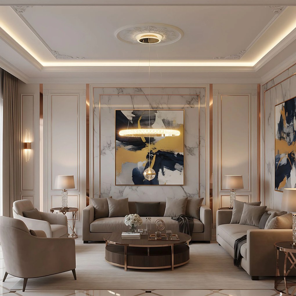 LAMPA SUFITOWA WISZĄCA G142-CP 50cm Złota