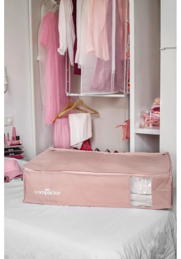 Plastikowy pojemnik próżniowy pod łóżko 65x45x15,5 cm Pink Edition – Compactor
