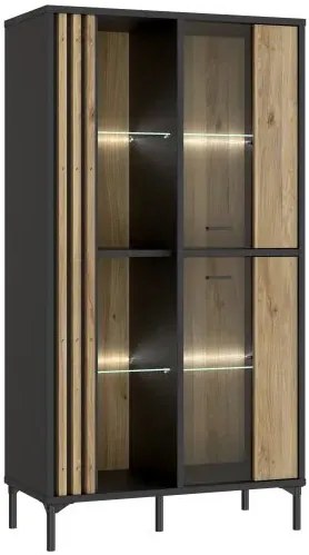 Elegancka witryna z podświetleniem LED dąb mauvella -  Lamisso 8X