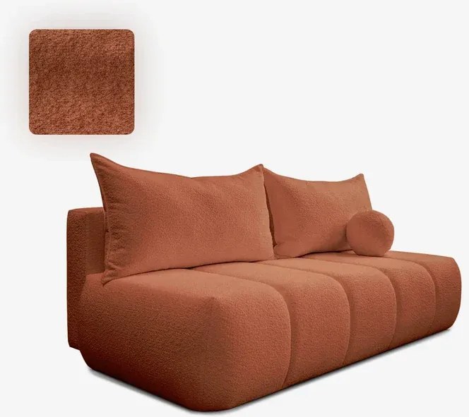 Sofa z Funkcją Spania SARIA Ruda Boucle Nowoczesna