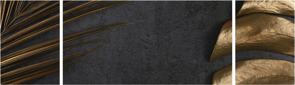Obraz ze złotymi liśćmi (170x50 cm)