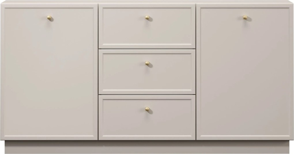 Komoda Lorini 150 cm z szufladami - kaszmir / złote uchwyty