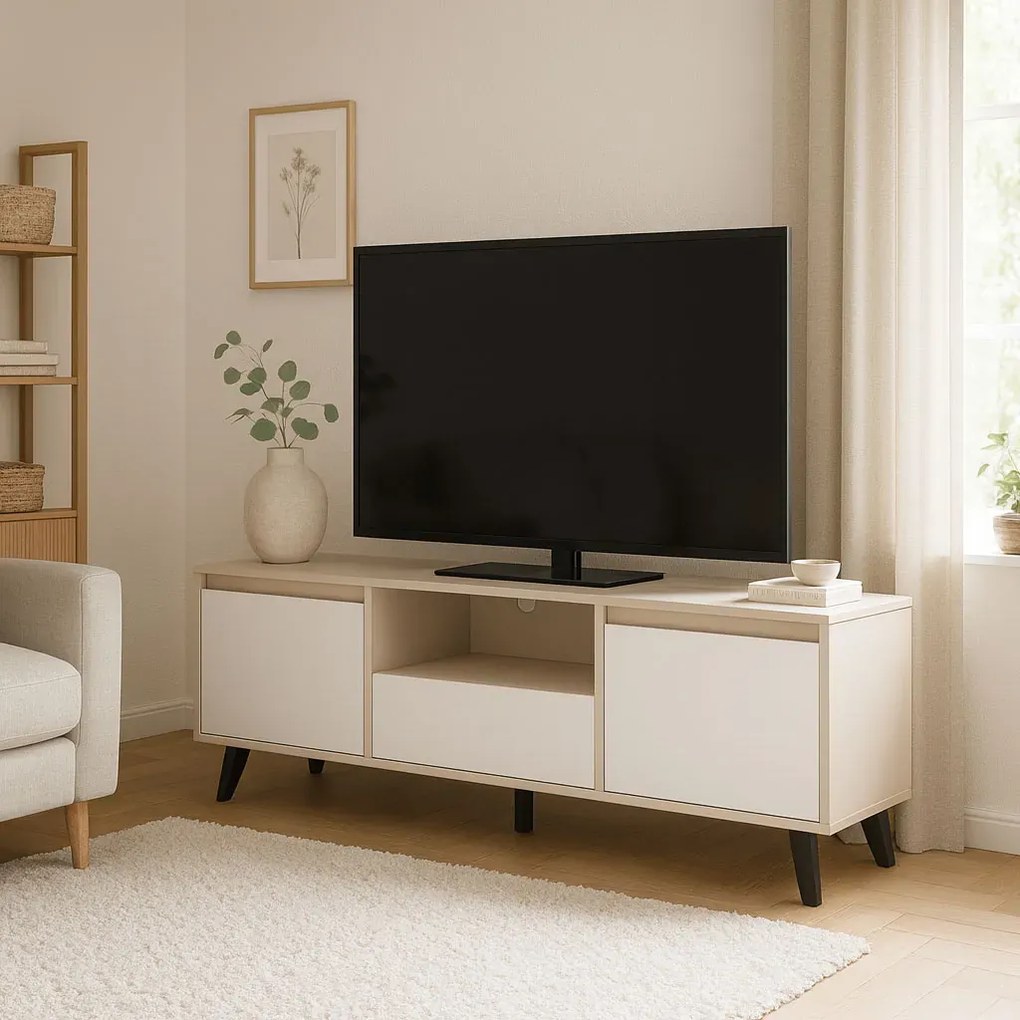 Nowoczesna szafka RTV kaszmir + biały H4-N77