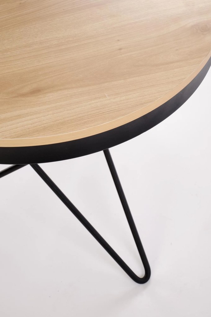 Ława okrągła MDF naturalny/czarny 60/55 LEILA