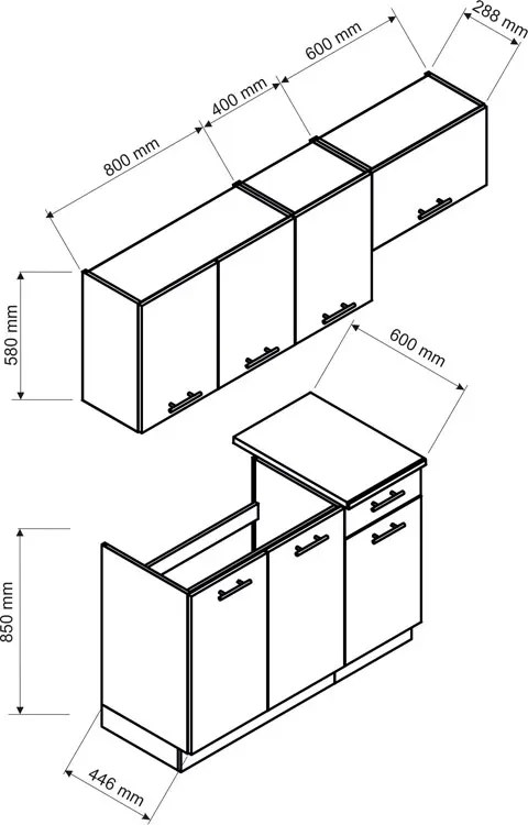 Mały komplet szafek kuchennych dąb artisan G4-M04
