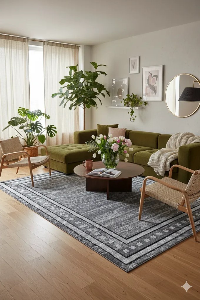 Szary minimalistyczny dywan R9-D54