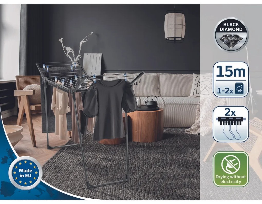 Leifheit Suszarka do ubrań Pegasus 150 Solid Slim Black 81690