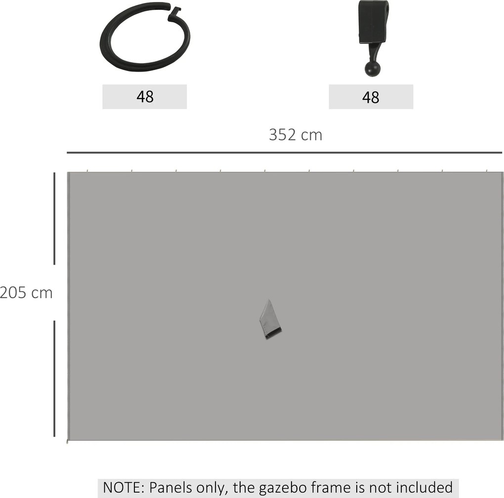 Outsunny Zasłony do pawilonu zestaw 4 sztuk jasnoszare do altany 3x4m 352x205 cm | Aosom PL