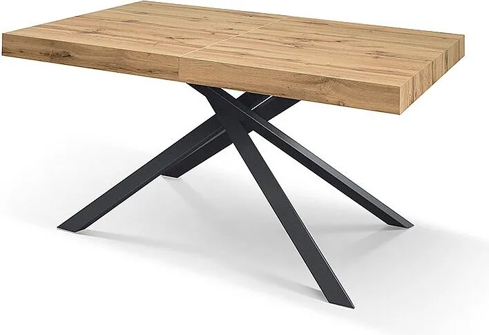 Stół drewniany, wykończenie dąb, podstawa antracyt, rozkładany 140x90 - FORTE DEI MARMI