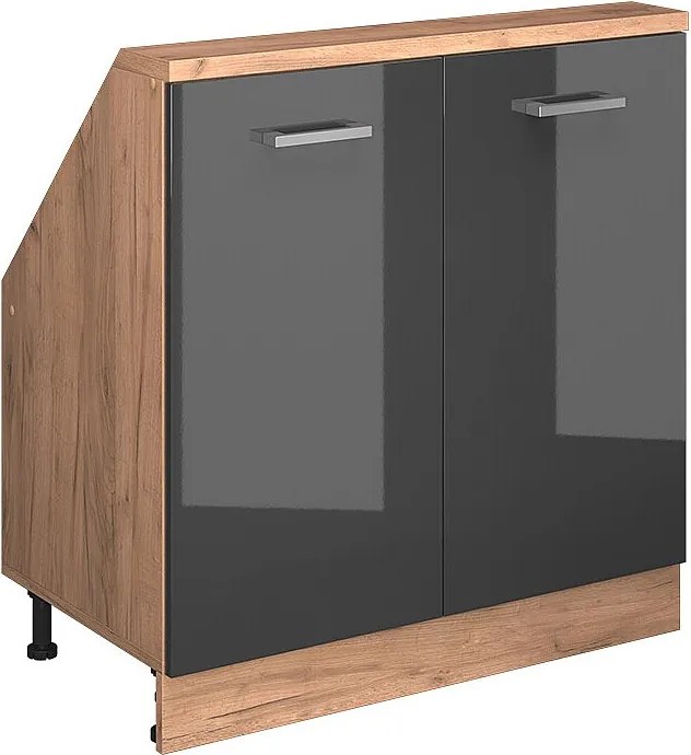 Szafka kuchenna na dach skośny antracyt wysoki połysk 80x46x81.6 r-line