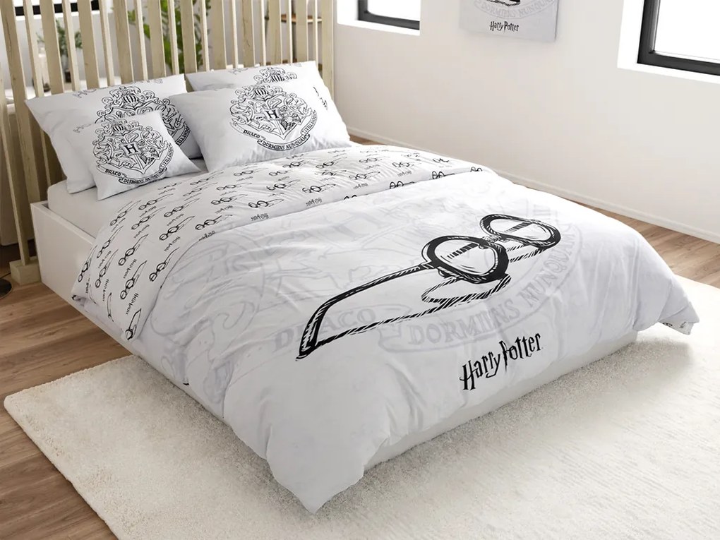 PrzytulneMieszkanie.pl PrzytulneMieszkanie.pl Pościel świecąca HARRY POTTER VISION biała Rozmiar pościeli: 70 x 90 cm | 140 x 200 cm