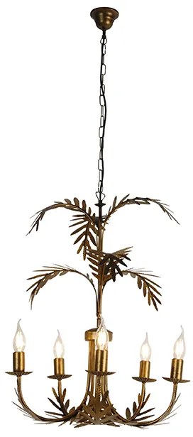 Kinkiet / Lampa scienna vintage złoty 5-świateł - Botanica Rustykalny / Vintage Oswietlenie wewnetrzne