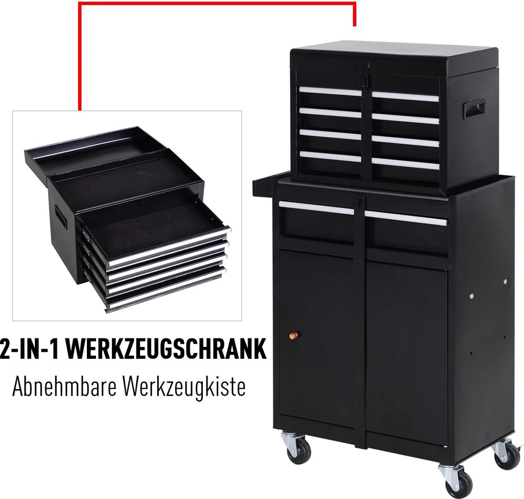 Wózek warsztatowy DURHAND skrzynka narzędziowa z 5 szufladami kółka 360° metalowy 52,5 x 28 x 104,5 cm